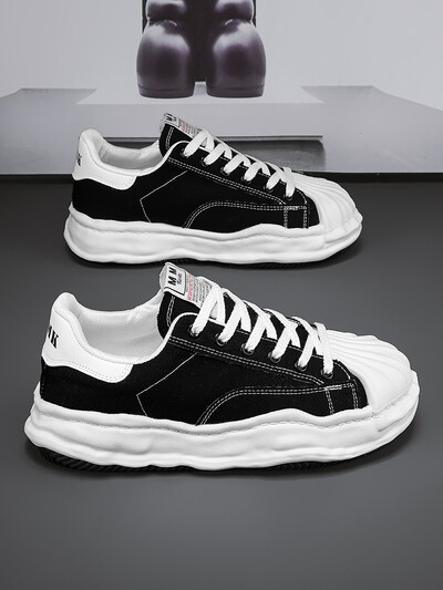 Meeste paksu tallaga lõuendist spordijalatsid madala lõikega vabaajaspordijalatsid, moekad ja mitmekülgsed polsterdatud meeste vabaaja spordijalatsid