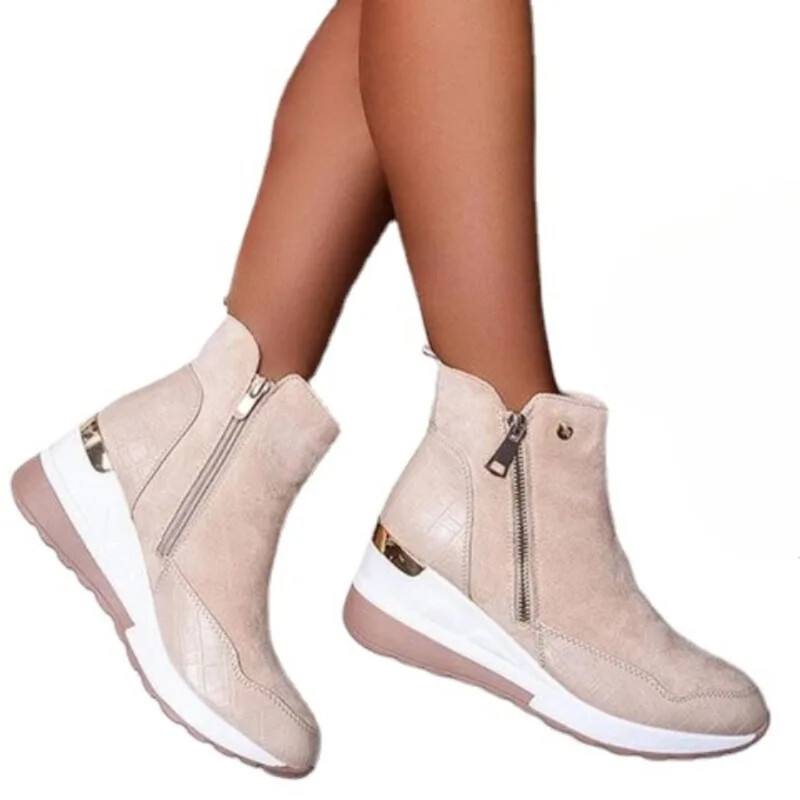 Ženske čizme za snijeg, modne jesenske zimske patentne zatvarače, tople plišane čvrste platforme, korejske ležerne kratke gležnjače, pamučne cipele