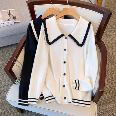170 kg Bust de damă mărime Plus 160 Primăvară Toamnă Polo largi Cardigan Pulover Palton tricotat 5XL 6XL 7XL 8XL 9XL10XL
