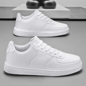 Кожени мъжки бели маратонки Леки дишащи спортни обувки за бягане Унисекс висококачествени удобни скейтборд обувки за мъже