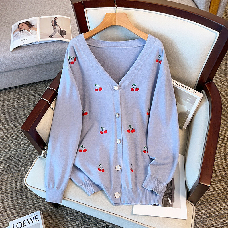 170 kg pluss suuruses naiste rinnakorv 160 kevad-sügis lahtine kardigan V-kaelusega kirsipuu kampsun, kootud mantel 5XL 6XL 7XL 8XL 9XL10XL