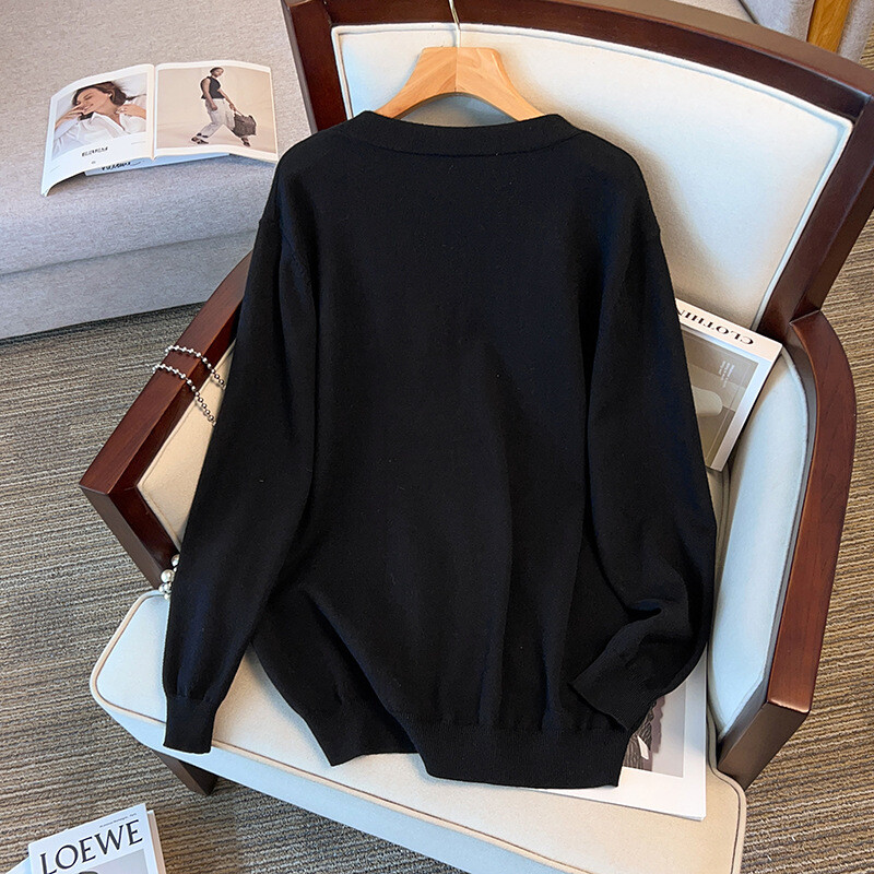 170 kg pluss suuruses naiste rinnakorv 160 kevad-sügis lahtine kardigan V-kaelusega kirsipuu kampsun, kootud mantel 5XL 6XL 7XL 8XL 9XL10XL