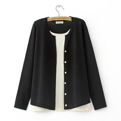 Ženski Jesen Zimski džemperi velikih veličina Ležerna odjeća Lažni dvodijelni džemperi dugih rukava Pleteni puloveri E2 3056