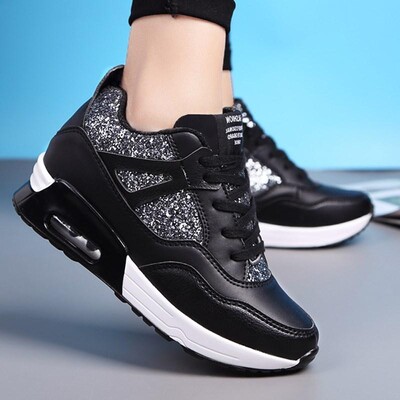 Must kiiluga tossud, platvorm, sädelevad, litrid, vabaaja tossud, naiste libisemine, 2024, mugavad õhkpadjaga jooksujalatsid, spordijalatsid