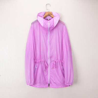 UHYTGF Fashion Beach Καλοκαιρινό παλτό Γυναικείο μακρυμάνικο με κουκούλα αναπνεύσιμο αντηλιακό ρούχο Λεπτό 7XL Μπουφάν μεγάλου μεγέθους 886