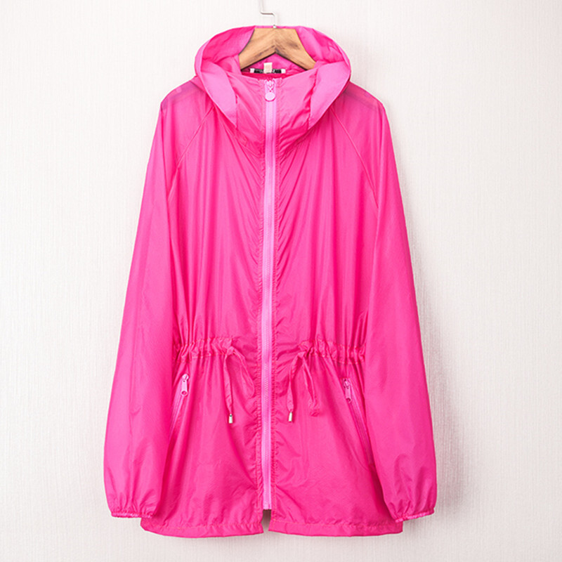 UHYTGF Fashion Beach Καλοκαιρινό παλτό Γυναικείο μακρυμάνικο με κουκούλα αναπνεύσιμο αντηλιακό ρούχο Λεπτό 7XL Μπουφάν μεγάλου μεγέθους 886