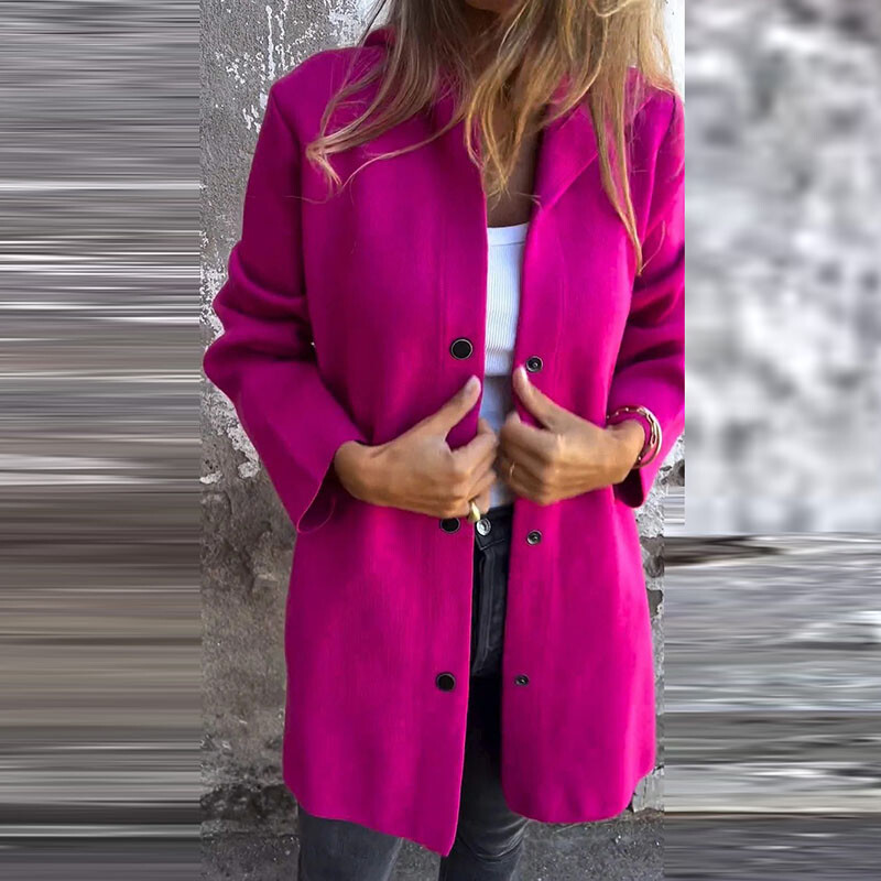 Nova jesen 2024., vintage, jednobojna jakna s jednorednim kopčanjem, ležerni džepovi, široki kaput s kapuljačom, ženski elegantni topli, ravni kardigan