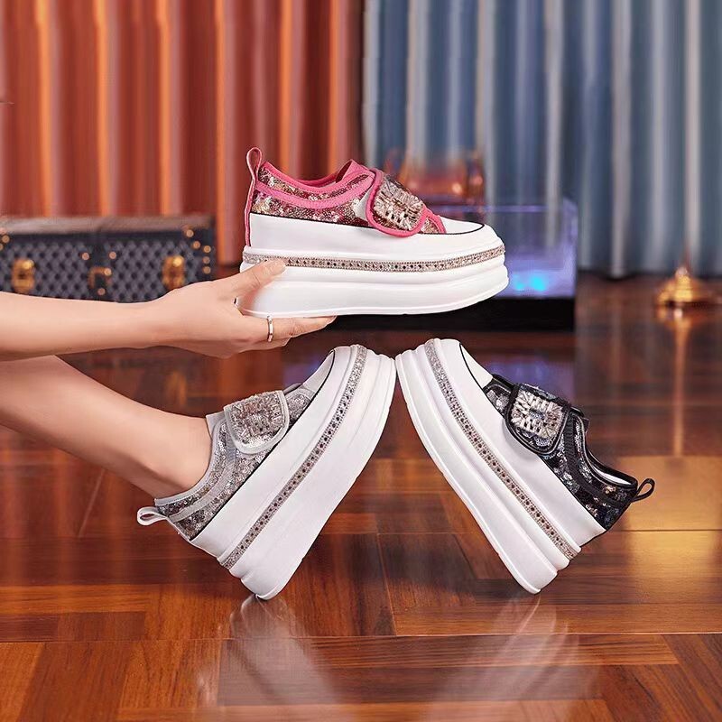 Modne ženske tenisice sa šljokicama Nove mrežaste kristalne modne platformske ženske cipele s debelim dnom Gladijatorske sportske luksuzne cipele