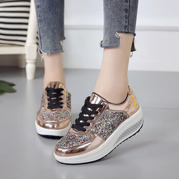 Fashion Sequin Casual Παπούτσια Γυναικεία Παπούτσια με κορδόνια Γυναικεία Βουλκανιζέ Παπούτσια Πολυτελή Γυναικεία Παπούτσια Πλατφόρμας Swing