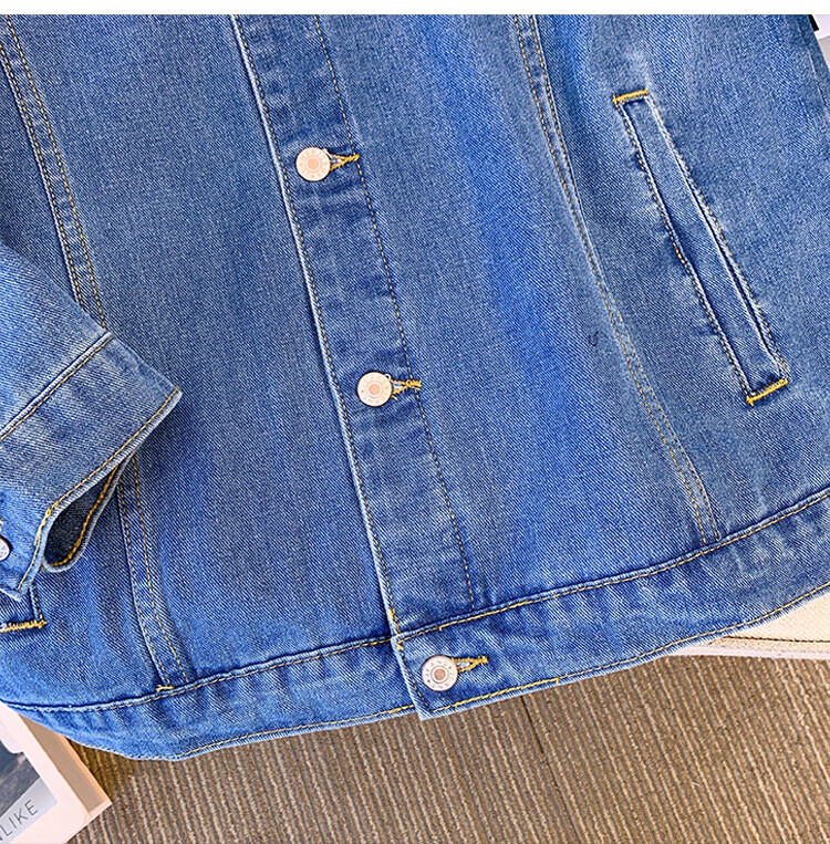 150 kg molett női tavaszi őszi farmer dzseki mellbőség 156cm 5XL 6XL 7XL 8XL 9XL bő, hosszú ujjú kabát kék