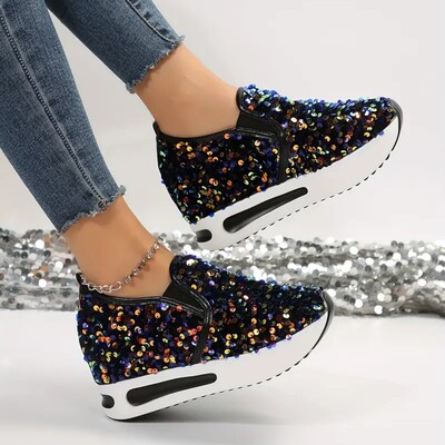 Tossud Naiste Sequines Kingad Hingavad Mood Jooksvad Mugavad vabaajajalatsid Tenis Masculino Lightweiht Spordijalatsid