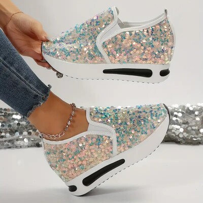 Tossud Naiste Sequines Kingad Hingavad Mood Jooksvad Mugavad vabaajajalatsid Tenis Masculino Lightweiht Spordijalatsid