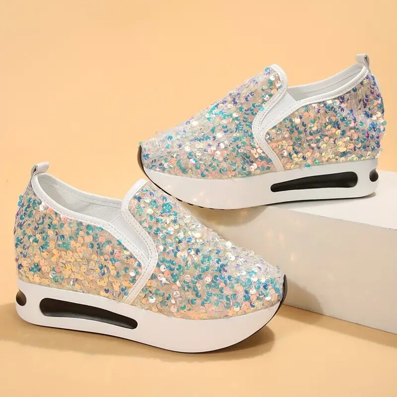 Tossud Naiste Sequines Kingad Hingavad Mood Jooksvad Mugavad vabaajajalatsid Tenis Masculino Lightweiht Spordijalatsid