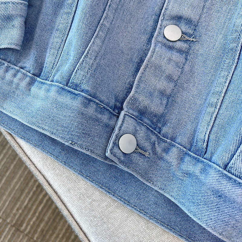 150Kg Žensko grudi veće veličine 150 Proljeće Jesen Opuštena retro izvezena ležerna traper jakna Plava 5XL 6XL 7XL 8XL 9XL