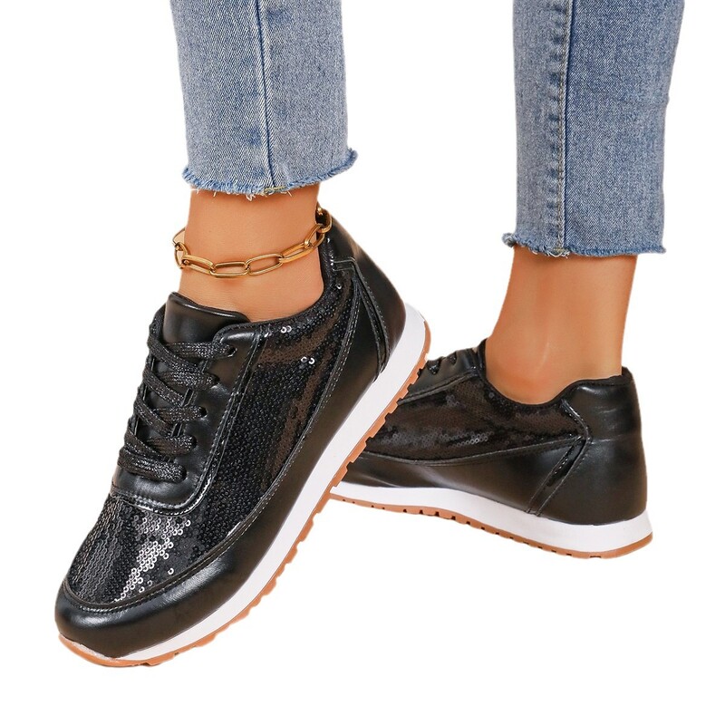 Nove jesenske ženske cipele za slobodno vrijeme Ženske modne platnene tenisice sa šljokicama Ženske cipele s plitkom platformom Vulkanizirane Zapatillas Mujer