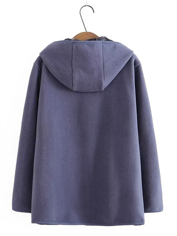 Suures suuruses naiste talvised ülerõivad pikkade varrukatega kapuutsiga polsterdatud ja paksendatud ühevärvilised lukuga vabaaja soojad plüüsis jope 4XL