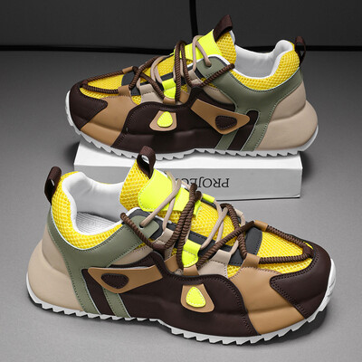 2024 Muške prozračne vulkanizirane cipele Modne i ležerne cipele za povećanje visine od ultrafinih vlakana, prozračne unutarnje strane