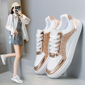 Kingad naistele 2024 Uued hõbedase litriga naiste tossud Moodsad mitmekülgsed jooksujalatsid vabaaja nööriga naiste vulkaniseeritud kingad