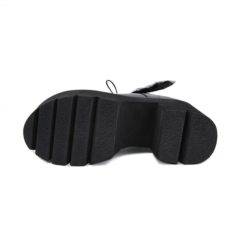 Gdgydh ženske crne čizme na debelu petu s patentnim zatvaračem na leđima u gotičkom stilu Jednobojne kratke čizme s platformom na vezanje za žene Modne krila