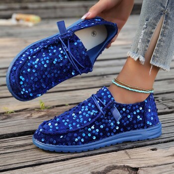 Νέα φλατ παπούτσια για γυναίκες 2024 Fashion Bling Shallow Sneakers Γυναικεία Slip on Casual παπούτσια Γυναικεία παπούτσια για περπάτημα εξωτερικού χώρου