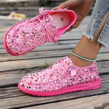 Νέα φλατ παπούτσια για γυναίκες 2024 Fashion Bling Shallow Sneakers Γυναικεία Slip on Casual παπούτσια Γυναικεία παπούτσια για περπάτημα εξωτερικού χώρου