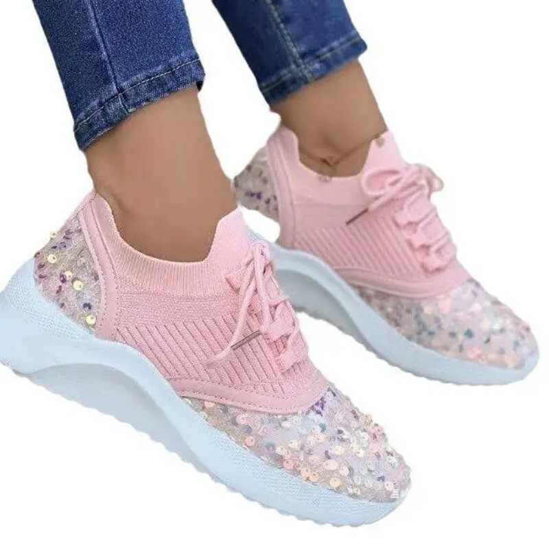 Ženske ležerne svjetlucave cipele Nove šljokice Tenisice Ženska modna vezalica Velika veličina 43 Sportske na otvorenom Tenisice za trčanje Zapatillas