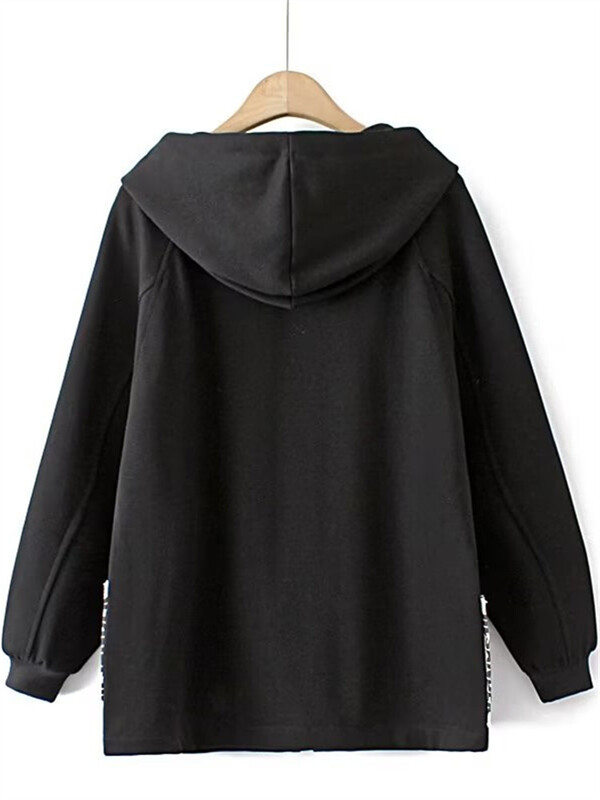 Suures suuruses naiste kevad- ja sügise kapuutsiga jakk pikkade varrukatega kootud kampsun Kangaroo tasku lukuga kardigan Tasuta kohaletoimetamine