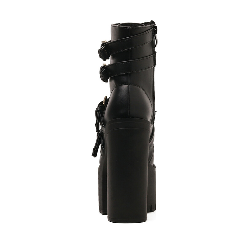 Gdgydh ženske gotičke čizme s platformom Seksi cipele s petom s okruglim prstima i kopčom Gležnjače za žene u punk stilu