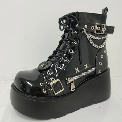 Ženske gležnjače s platformom Jesen Zima Gotičke ulične udobne modne cool ženske cipele Motorističke čizme velika veličina 43