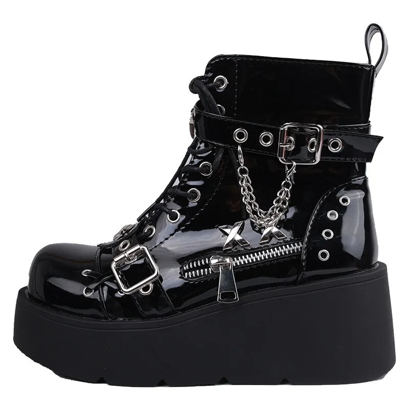 Ženske gležnjače s platformom Jesen Zima Gotičke ulične udobne modne cool ženske cipele Motorističke čizme velika veličina 43