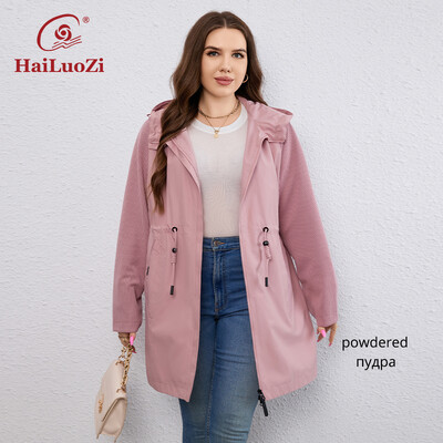 HaiLuoZi 2023 Νέο Φθινοπωρινό Plus Size Γυναικεία καμπαρντίνα αντιανεμική μεσαία μακριά γυναικεία ρούχα Κορδόνια με κουκούλα Γυναικείο μπουφάν 730