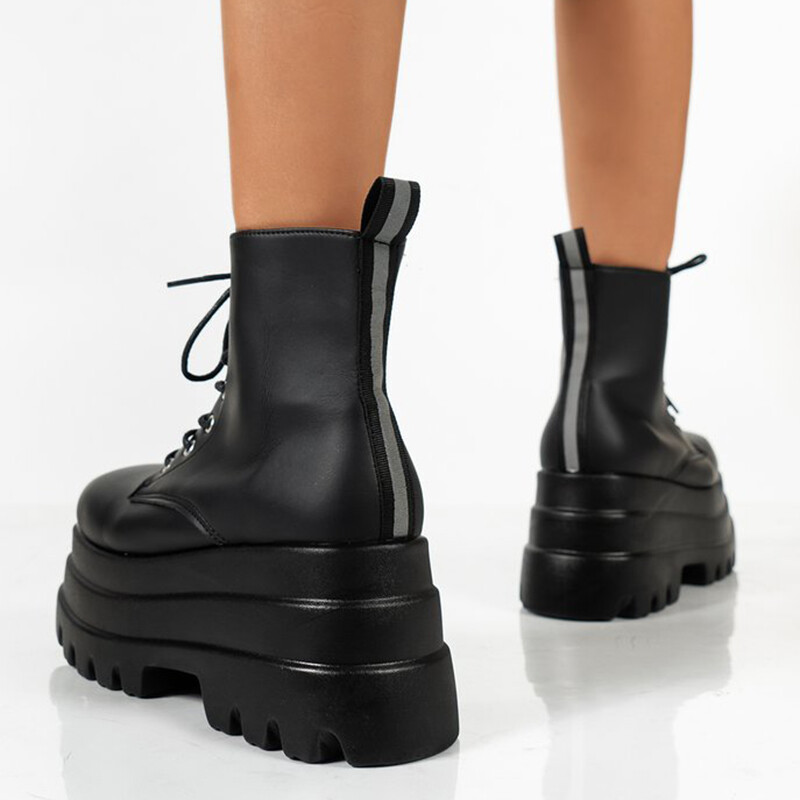 Gotičke zdepaste motociklističke čizme s platformom Ženske jesenske zimske punk borbene čizme Ženske debele donje gležnjeve od PU kože Botas Mujer
