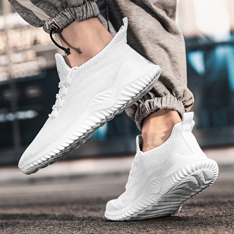 YRZL muške mrežaste bijele tenisice Cipele Prozračne mrežaste tenisice Ljetne trendi lagane crne cipele za tenis velike veličine na vezanje