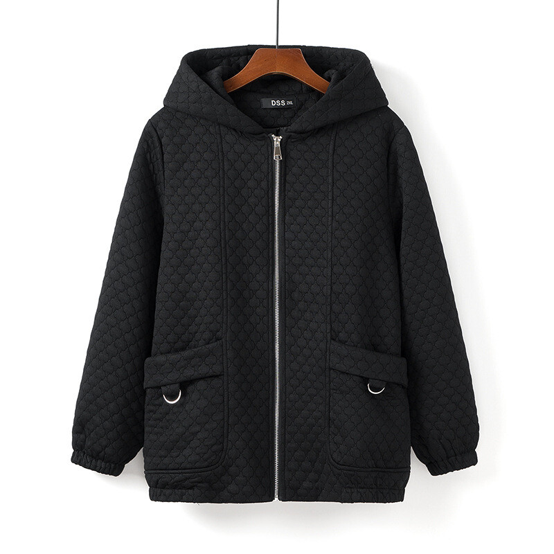 Ženska jakna velikih veličina s patentnim zatvaračem Jesenska ležerna odjeća Modna odjeća u obliku Abutilon striatuma, kaputi s kapuljačom C2 005