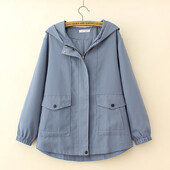 Naiste suures suuruses tõmblukuga jope Sügisene vabaajarõivaste mood MD-pika kapuutsiga ülerõivaste kõverad mantlid S73 2322