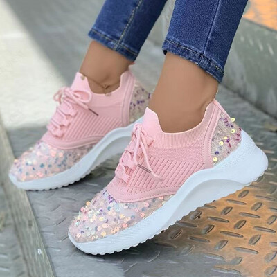 Moodsad litrid platvormiga tossud naistele, 2023. aasta sügisene libisemiskindlad kudumisplaadid, naiste hingavad võrkjalatsid, suur suurus 43