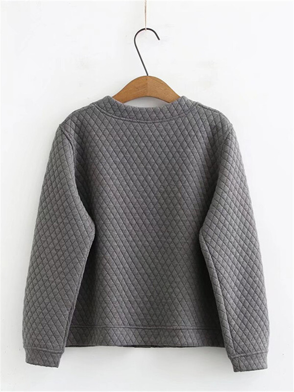 Suures suuruses naisterõivad Sping-mantel, paksendatud ühekihiline kinnitamata peeneruuduline tepitud nööpidega kardigan pikkade varrukatega jakk