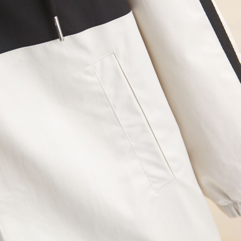 Jesenska odjeća 2023., Ženska jakna s patentnim zatvaračem, velika veličina, široki kaputi s dva prugasta rukava, ležerna gornja odjeća s kapuljačom u boji