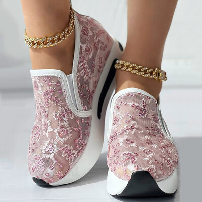 Γυναικείες παγιέτες loafers με παχιά αναπνέουσα σόλα Casual αθλητικά βουλκανιζέ παπούτσια Γυναικεία πάνινα παπούτσια με χοντρή πλατφόρμα