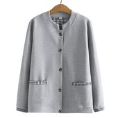 Kaput veće veličine Ženska odjeća Pamuk Karirana jakna s džepovima na samostojeći ovratnik Ležerna široka gornja odjeća dugih rukava Jesen 2022.