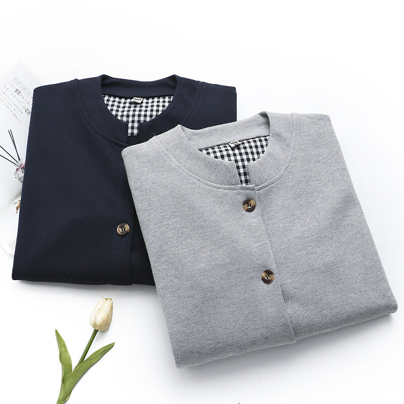 Kaput veće veličine Ženska odjeća Pamuk Karirana jakna s džepovima na samostojeći ovratnik Ležerna široka gornja odjeća dugih rukava Jesen 2022.