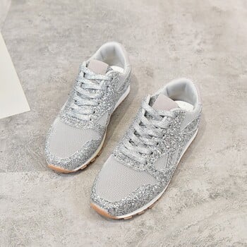 Γυναικεία Flat Glitter Αθλητικά Παπούτσια Casual Bling Βουλκανιζέ Παπούτσια Γυναικεία Mesh Lace Up Platform Comfort Plus Size Fashion Γυναικεία Φθινόπωρο