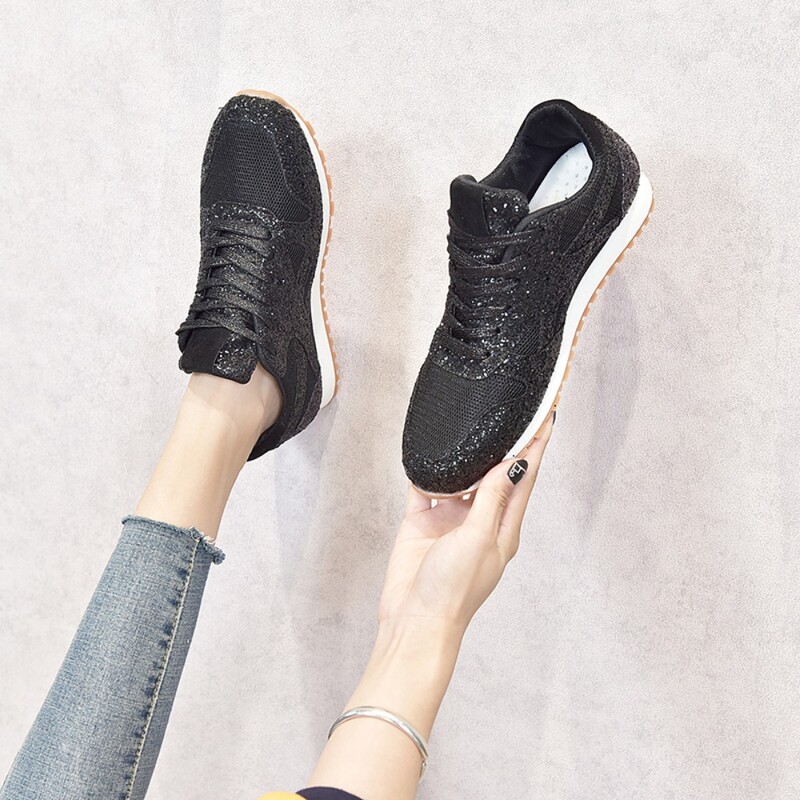 Ženske ravne svjetlucave tenisice Ležerne blistave vulkanizirane cipele Ženske mrežaste platforme na vezanje Udobne modne ženske jesenske veličine