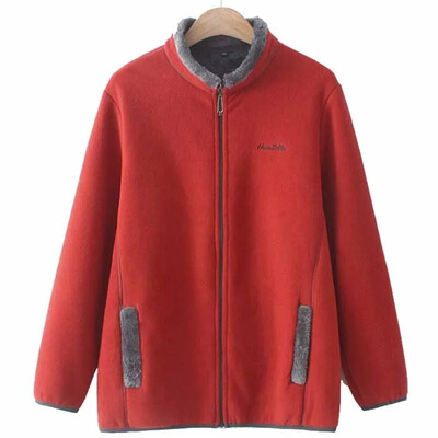 Naiste mantel, eriti suur, paks ema Polar fliisist jope Sügistalvine uus sametkrae Välisriided Keskealine naiste mantel