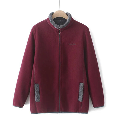 Naiste mantel, eriti suur, paks ema Polar fliisist jope Sügistalvine uus sametkrae Välisriided Keskealine naiste mantel