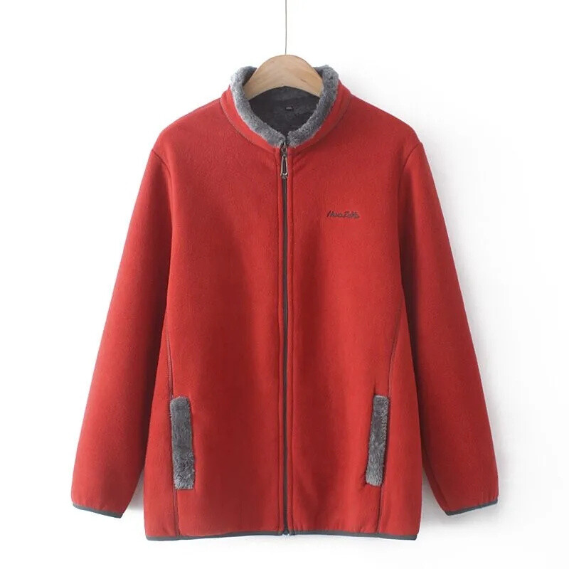 Naiste mantel, eriti suur, paks ema Polar fliisist jope Sügistalvine uus sametkrae Välisriided Keskealine naiste mantel