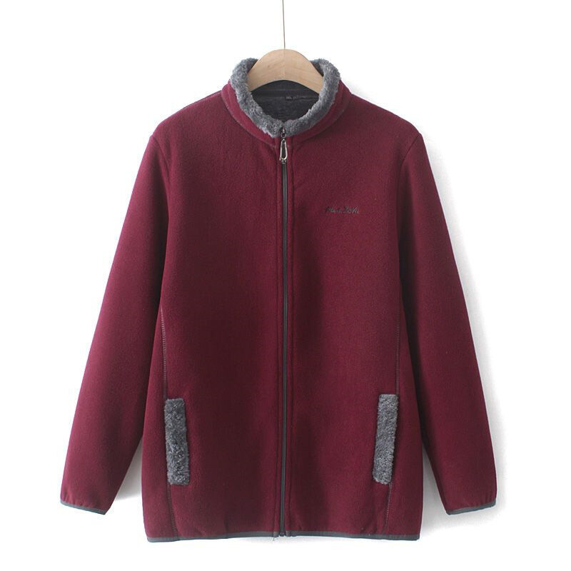 Naiste mantel, eriti suur, paks ema Polar fliisist jope Sügistalvine uus sametkrae Välisriided Keskealine naiste mantel