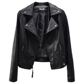 Ανοιξιάτικο δερμάτινο μπουφάν Γυναικείο μακρυμάνικο δερμάτινο παλτό μεγάλου μεγέθους Γυναικείο μπλουζάκι με πέτο PU Δερμάτινο μπουφάν 2029