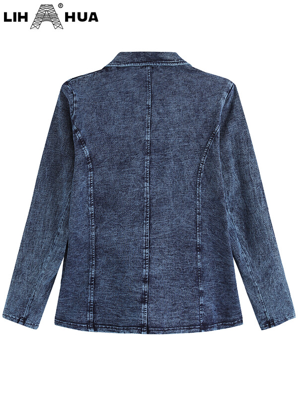 LIH HUA Žensko traper odijelo veće veličine Jesensko šik elegantno odijelo za bucmaste žene Pleteno pamučno odijelo