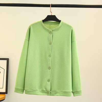 Ženska odjeća veće veličine Pulover dugih rukava Pletena jakna s okruglim izrezom Jednobojna blago rastezljiva pulover 4XL